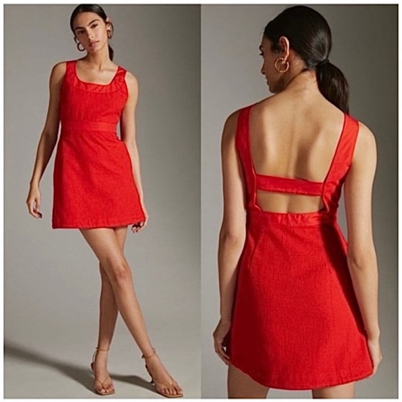 Anthropologie Dresses & Skirts - Maeve NWOT Sleeveless Scoop-Neck Mini Dress Red SZ 4 Anthropologie
